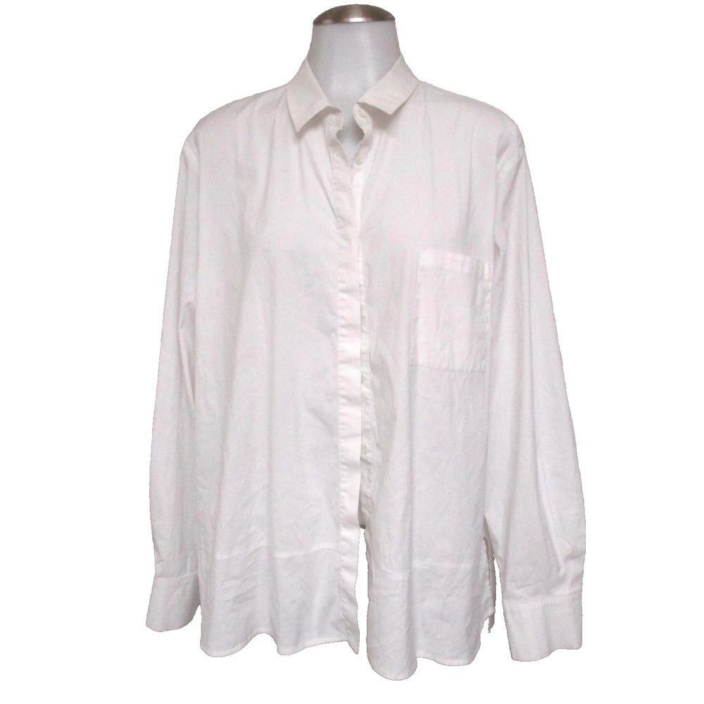 Marina Rinaldi   XL White Stretch Classic Button Down Blouse shirt Smart Casual